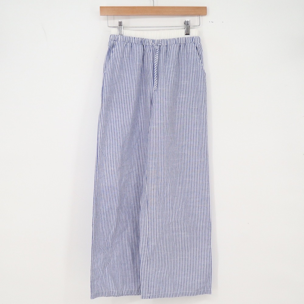 Shein Pants Girls 12Y Wide Leg Blue White Pinstripe Drawstring Excellent